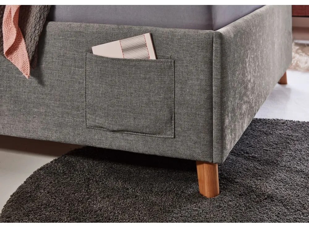 Sivá čalúnená detská posteľ s úložným priestorom s roštom 120x200 cm Fun – Meise Möbel