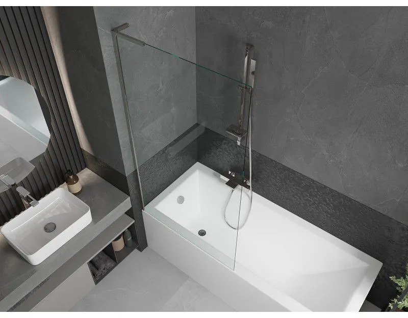 Mexen Next L, 1-krídlová vaňová zástena 90 x 150 cm, 6mm číre sklo, chrómový profil, 895-090-000-03-00-01