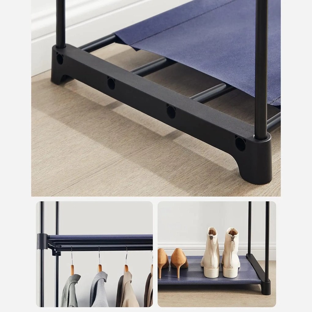 Modulárna skriňa, skladací šatník s 2 tyčami na šaty, sivý