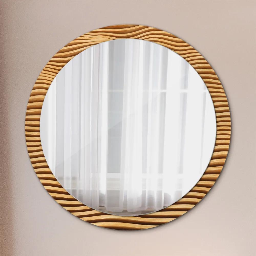 Okrúhle ozdobné zrkadlo Drevená vlna fi 100 cm
