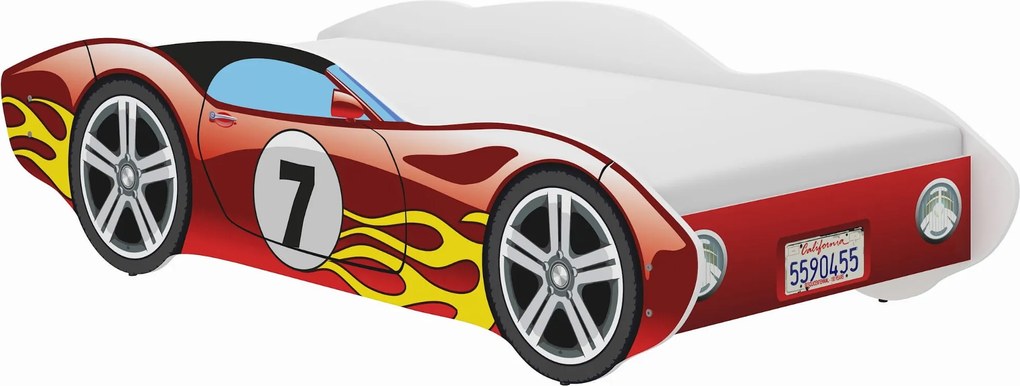 Wooden Toys Detská posteľ Autíčko CORVETTA 140x70 červená