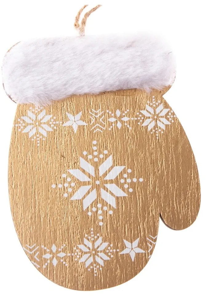 Súprava 2 závesných drevených ozdôb v tvare rukavice Dakls, výška 10,7 cm