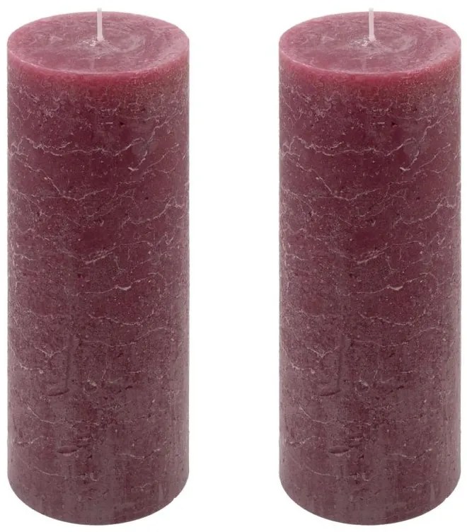 Bordó parafínová sviečka rustikálna 20 cm, 90 h, sada 2 ks
