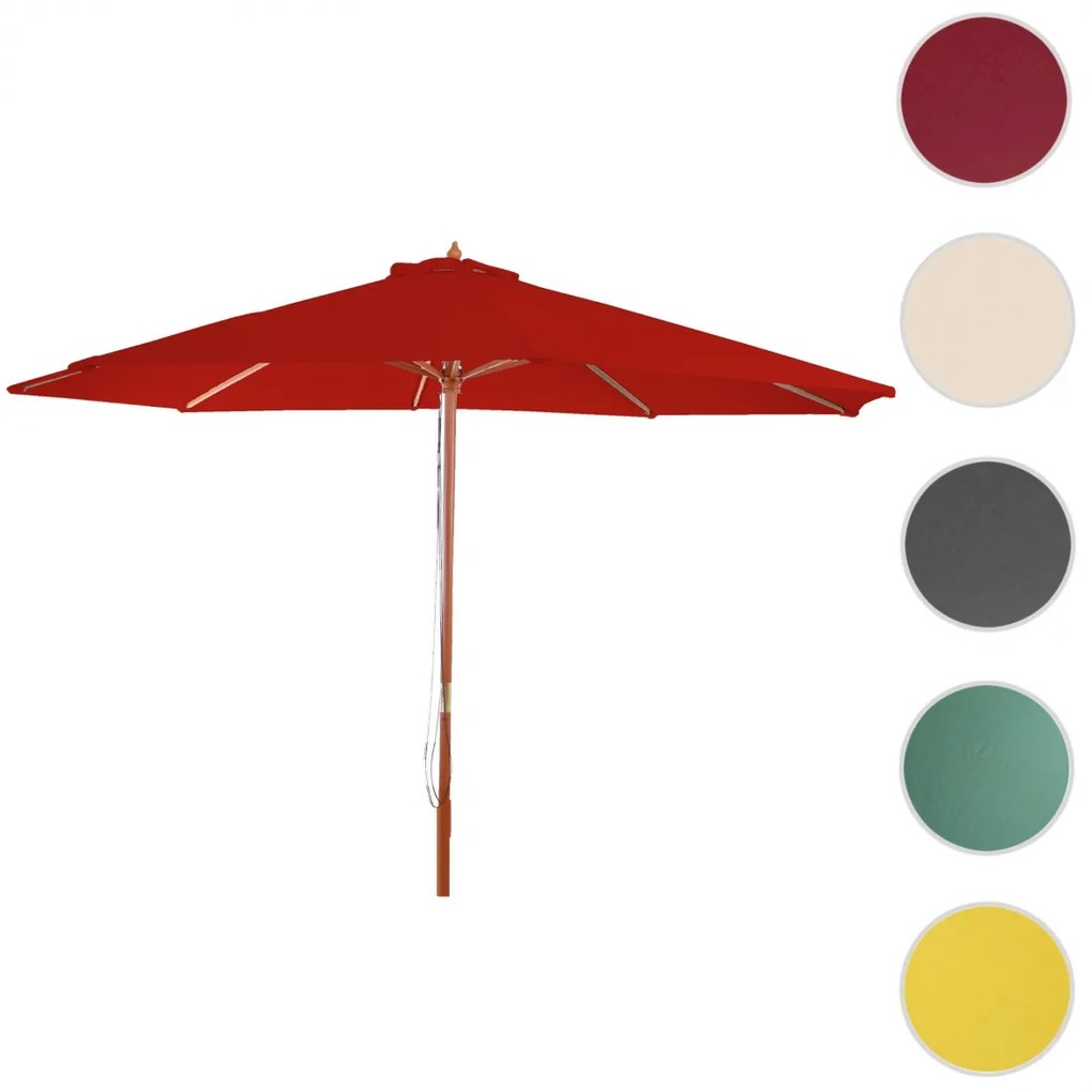 Slnečník Florida Ø 3m - polyester/drevo - červená