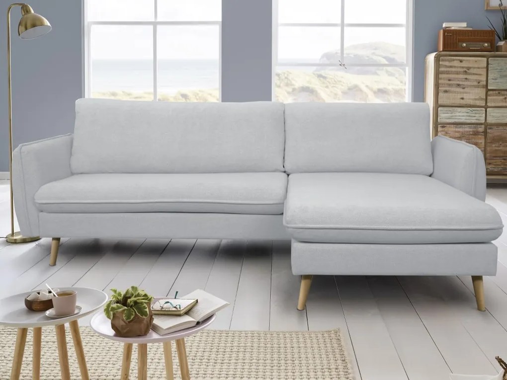 Rohová sedačka Salma svetlo šedá látka, univerzálna pravá/ľavá