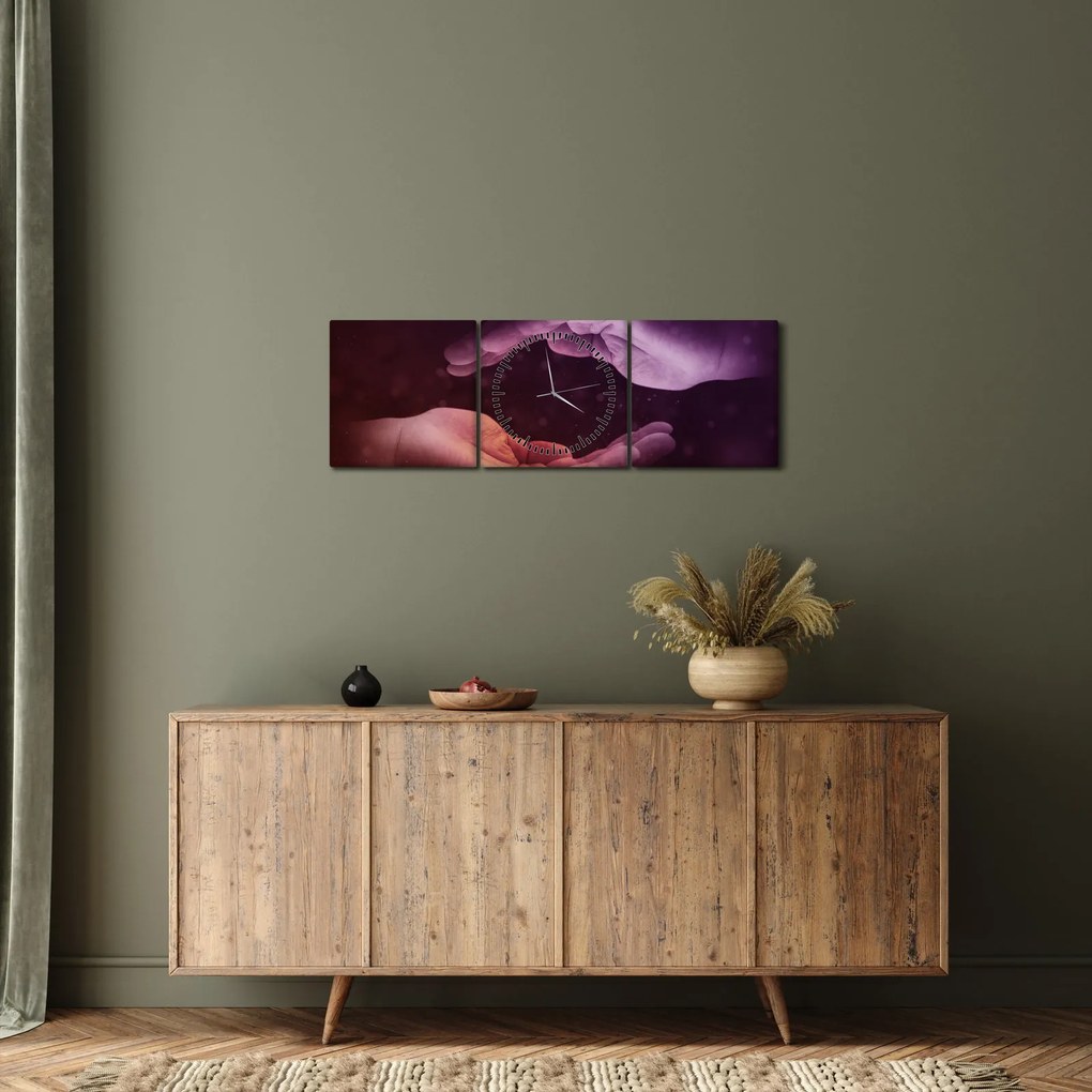 Obraz rúk (s hodinami) (90x30 cm)