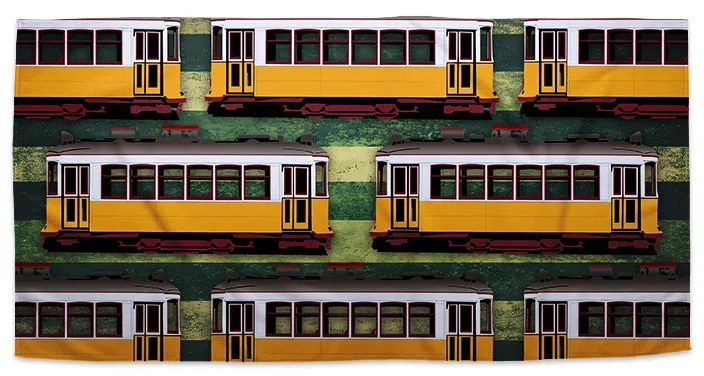 Sablio Uterák Lisabonské historické električky Zelený Pattern - 30x50 cm