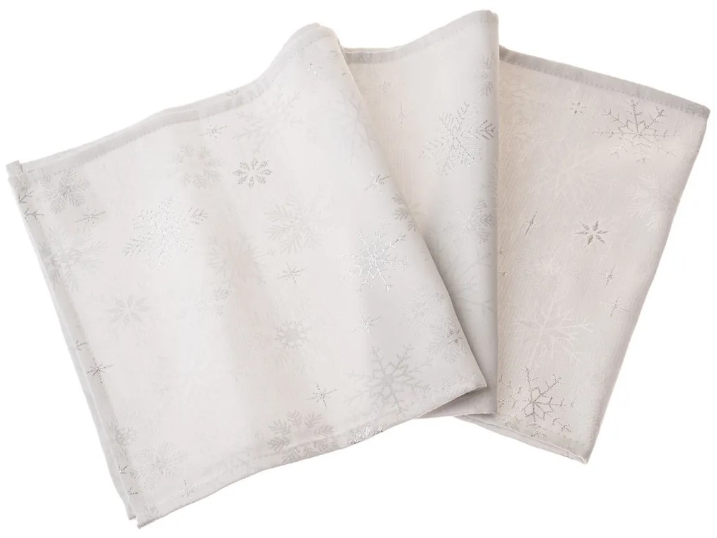 Vianočný Behúň vodeodolný Vločky strieborná, 33 x 140 cm