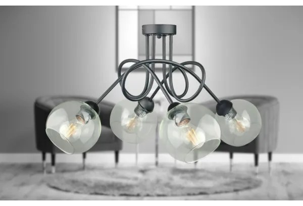 Prisadený luster EVIE 4xE27/60W/230V antracit/číra