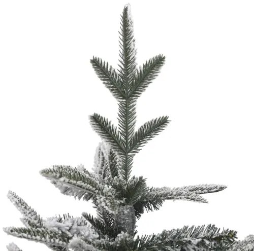 vidaXL Zasnežený umelý vianočný stromček s LED a súpravou gulí 180 cm PVC a PE-