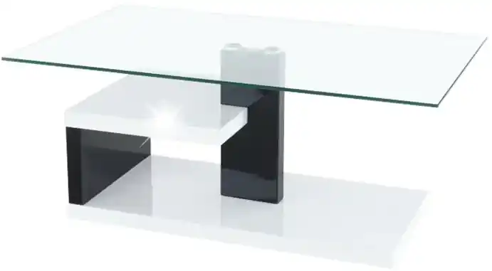 Sklenený konferenčný stolík Lars New - biely lesk / čierny lesk /  priehľadná | Biano