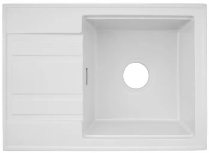 Gamma Modern 6040, 1-komorový granitový drez 580x420x185 mm s krátkym odkvapkávačom, biela, GMA-ZM-6040-WH