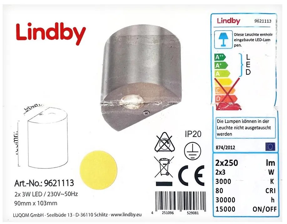 Lindby Lindby - LED Nástenné svietidlo LAREEN 2xLED/3W/230V LW0274