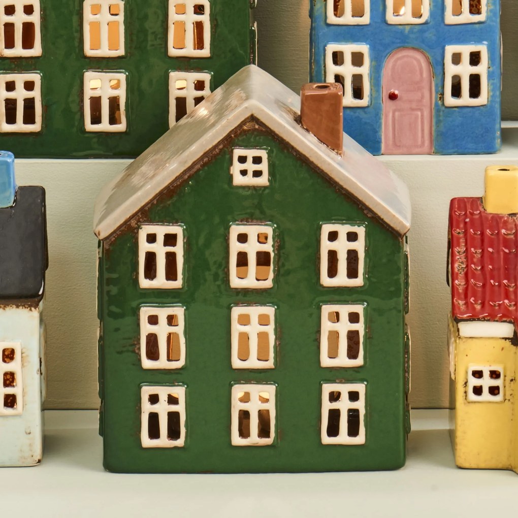 Ib Laursen Keramický svietnik Nyhavn Green Yellow Door