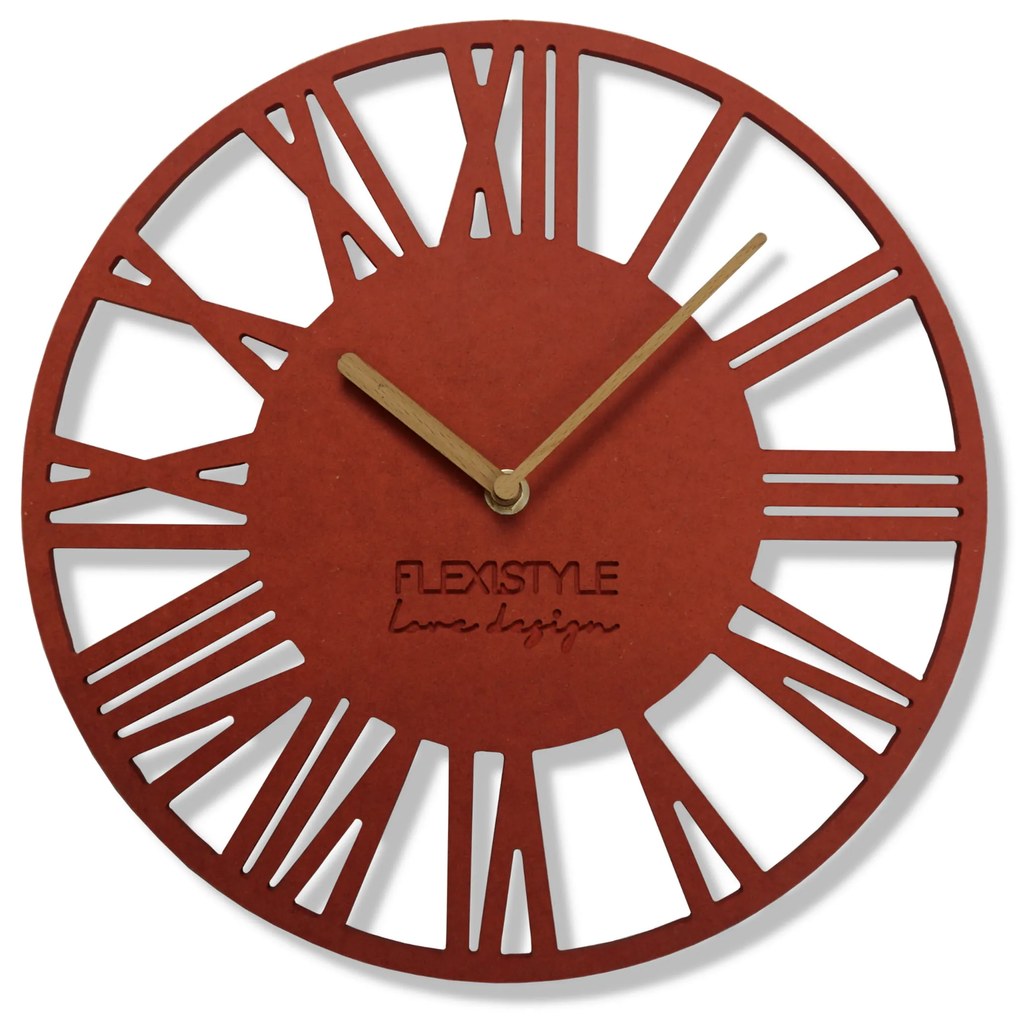 Dekorstudio Moderné drevené hodiny EKO Loft Piccolo červené