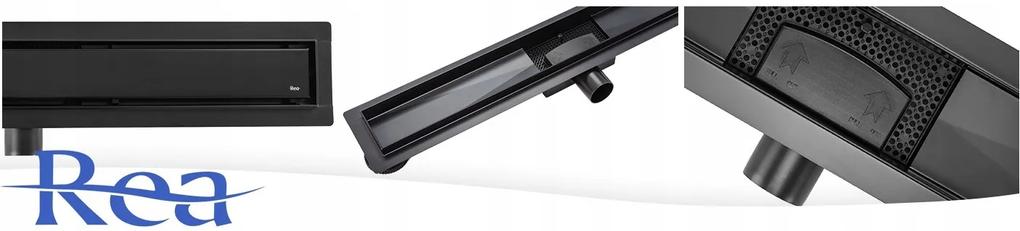 Rea Neox Black Matt, lineárny odtokový žľab 100cm, vzor 2v1, čierna matná, REA-G6605