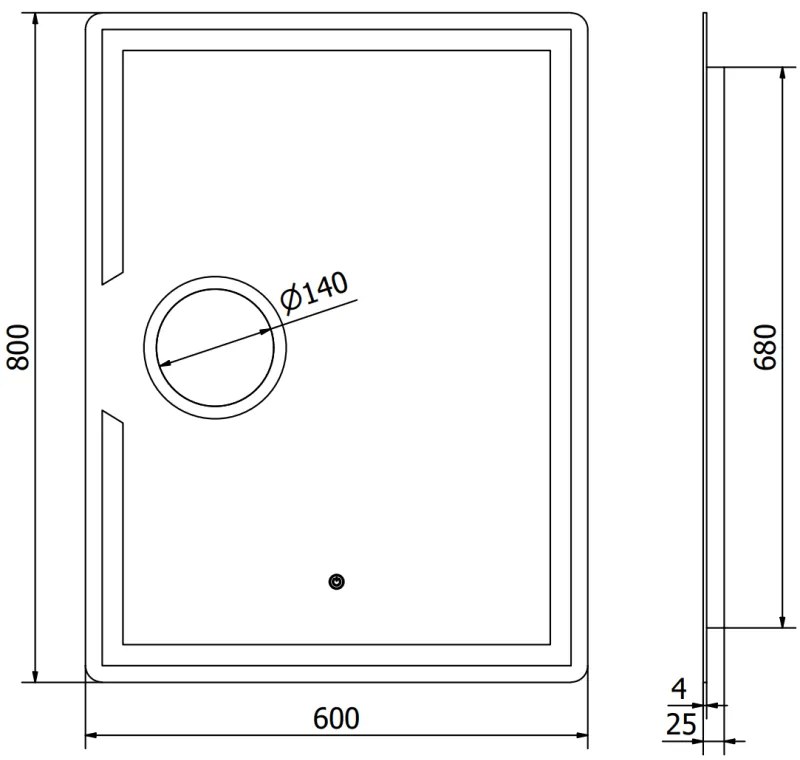 Mexen Onyx, LED kúpeľňové zrkadlo s podsvietením a kozmetickým zrkadielkom 60x80 cm, 6000K, ochrana proti zahmlievaniu, 9813-060-080-611-00