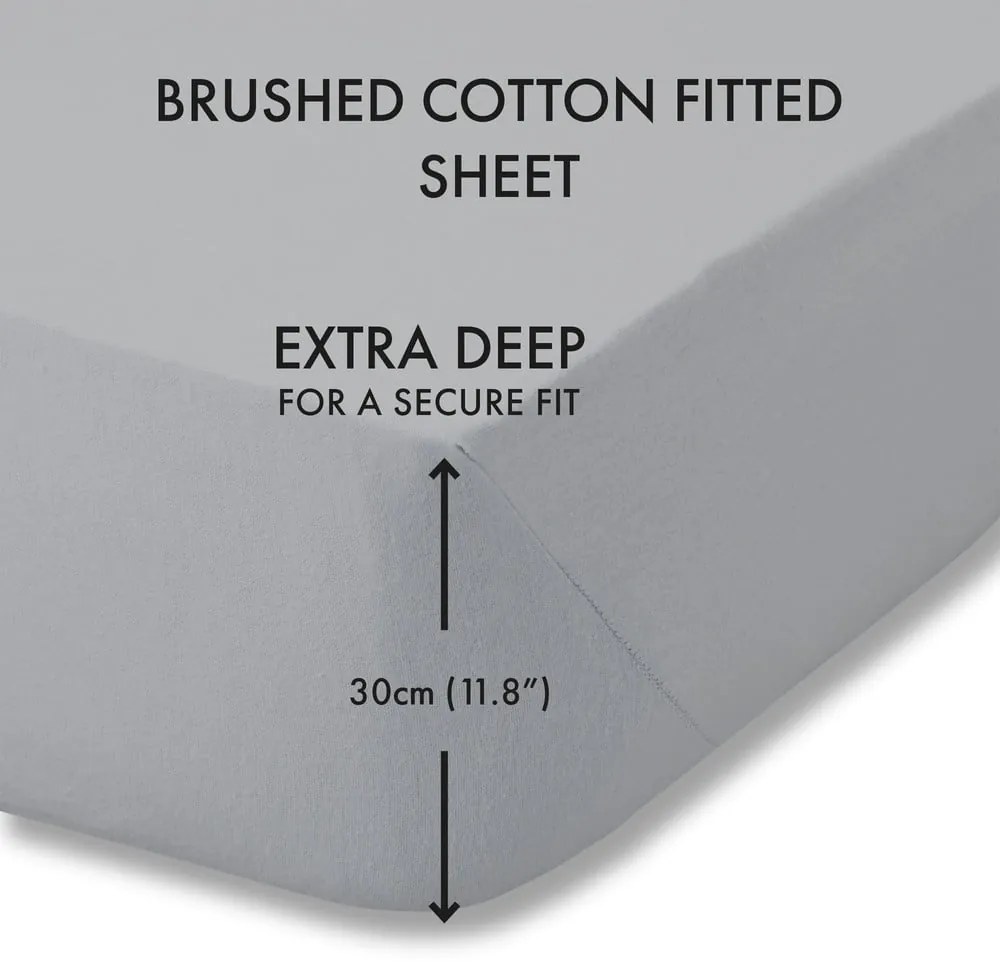 Sivá napínacia flanelová plachta 150x200 cm Brushed – Catherine Lansfield