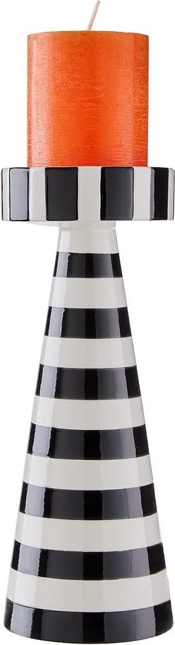STRIPES Svietnik na stĺpovú sviečku 25 cm - čierna/biela