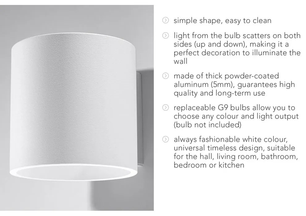 Biele nástenné svietidlo ø 10 cm Roda – Sollux