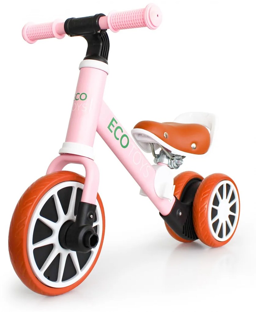 Detské odrážadlo s pedálmi 2v1 EcoToys ružové
