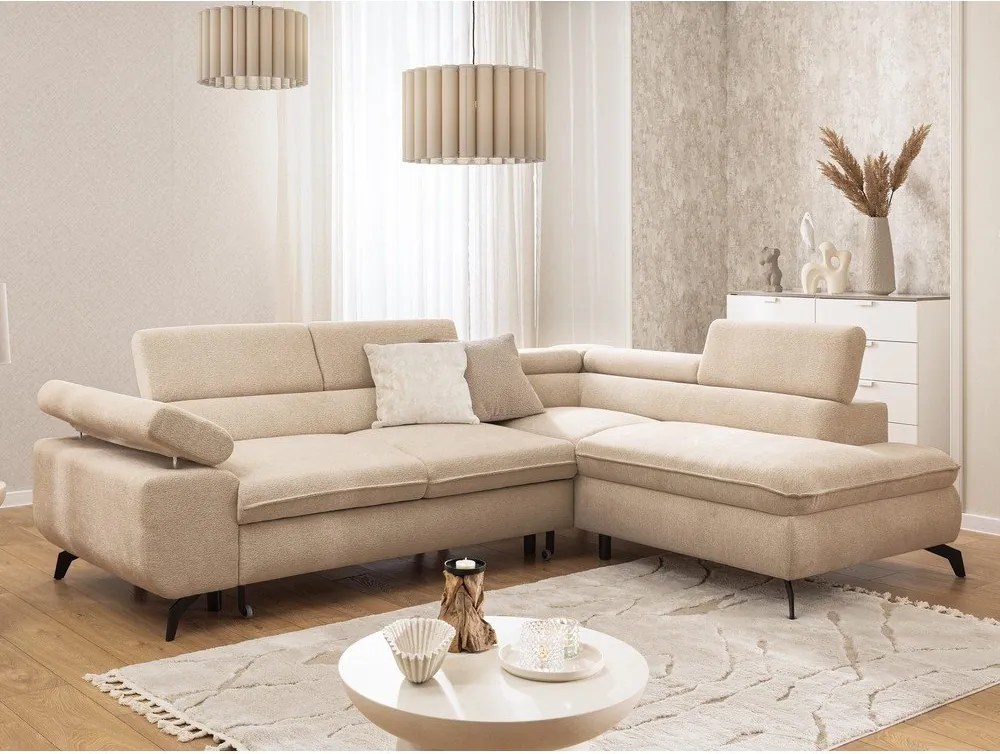 Béžová ženilková rohová pohovka (pravý roh/do L) Marbeya – Ropez