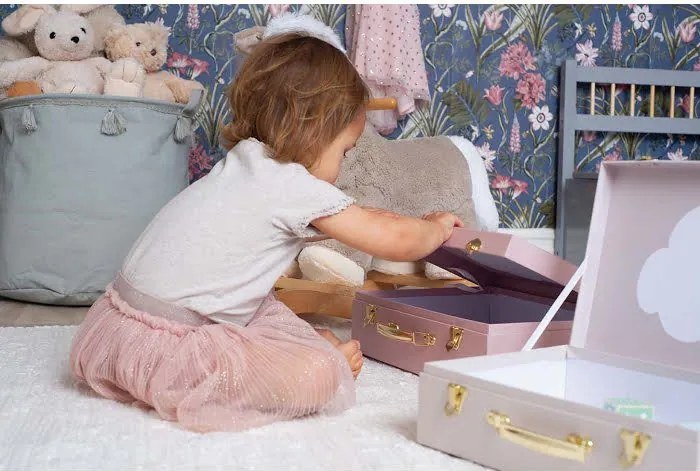 Detské retro kufríky ružová/biela 3ks