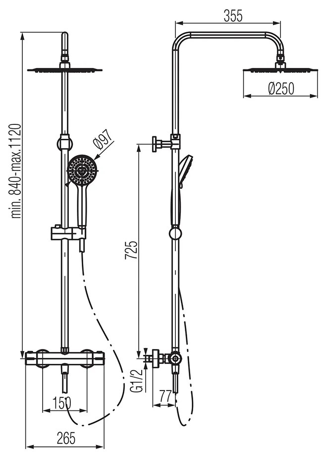 LOTOSAN SHOWER SKY LB47196 duálny termostatický sprchový systém chróm