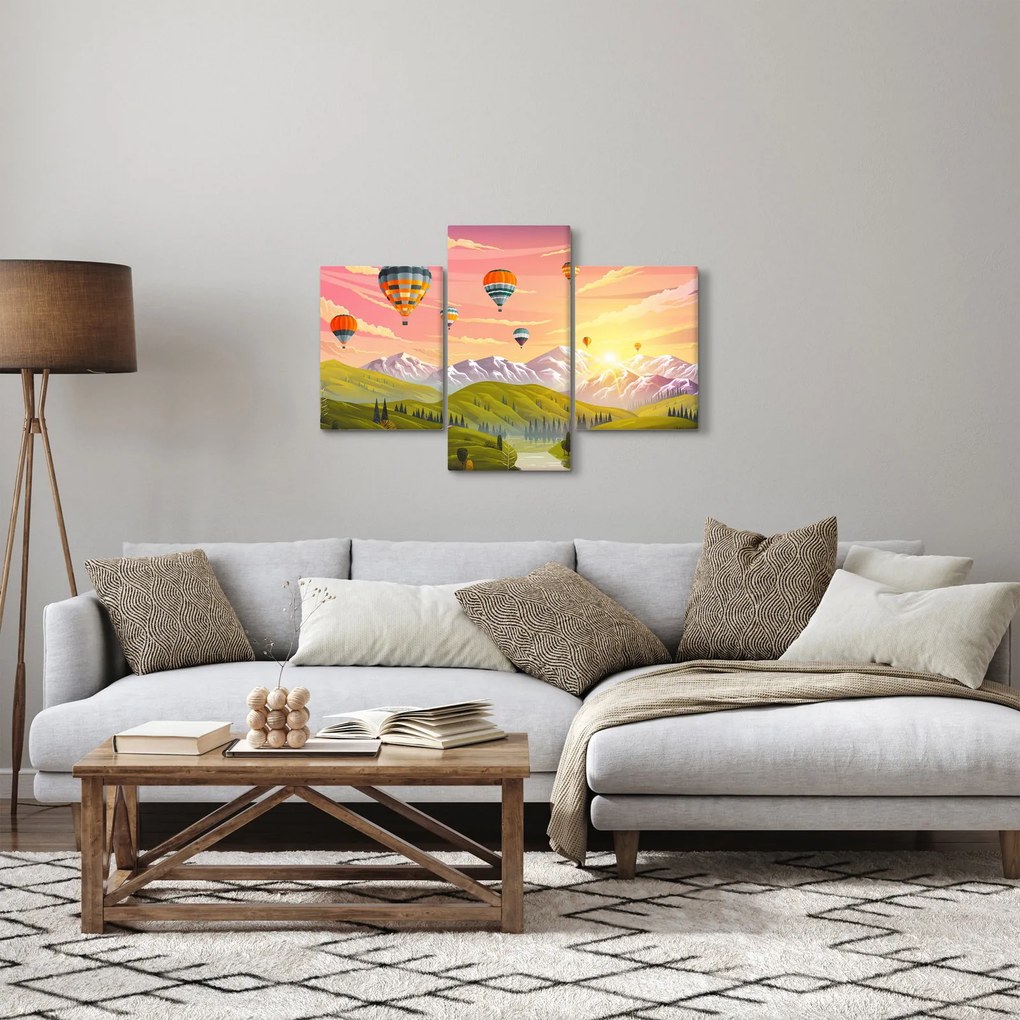 Obraz balónov nad krajinou (90x60 cm)