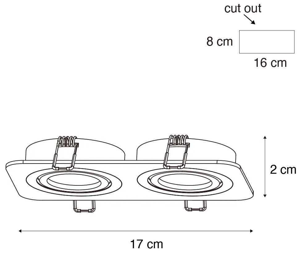 Sada 6 zaoblených zapustených bodových svetiel biela GU10 50 mm otočné a naklápacie IP44 2-svetlá - Alberto