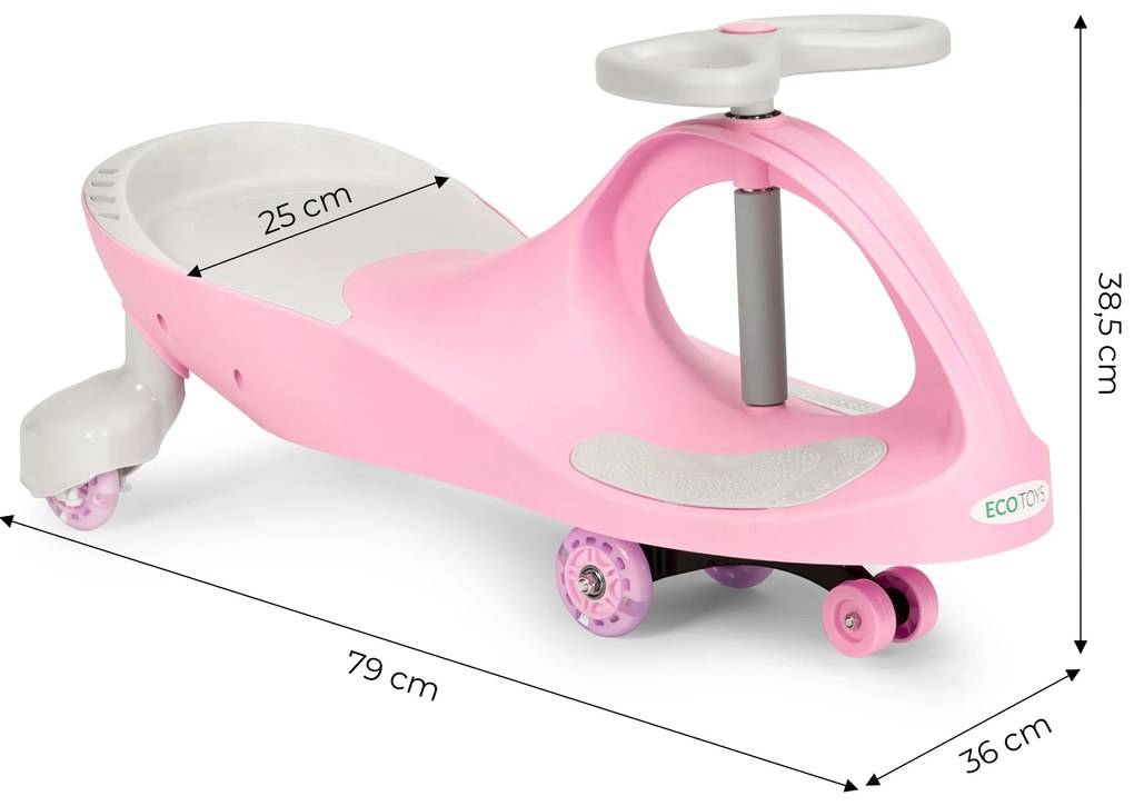 Detské odrážadlo s LED kolesami ružová, ECOTOYS