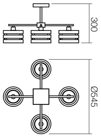 Redo 01-627 - Luster na tyči KIM 4xE14/28W/230V lesklý chróm/čierna
