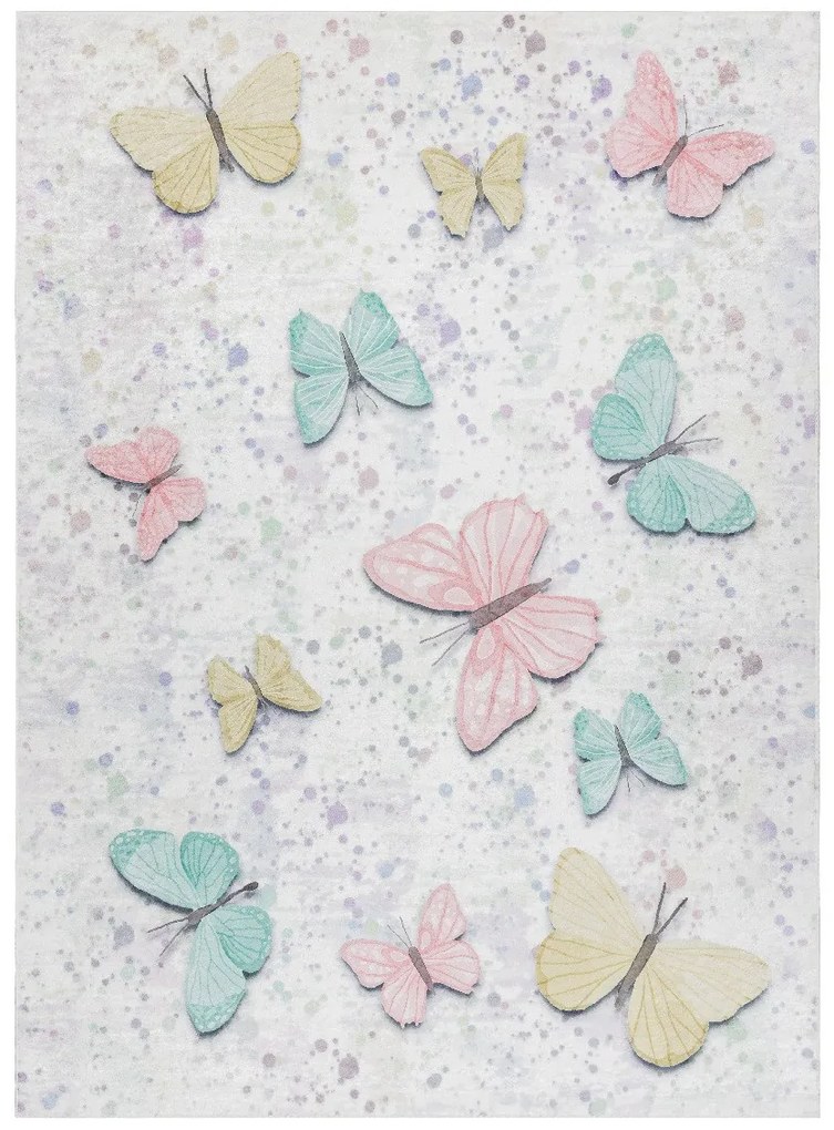 Dywany Łuszczów, Detský kusový koberec Bambino 1610 Butterflies cream, 80x150, viacfarebná, detská izba