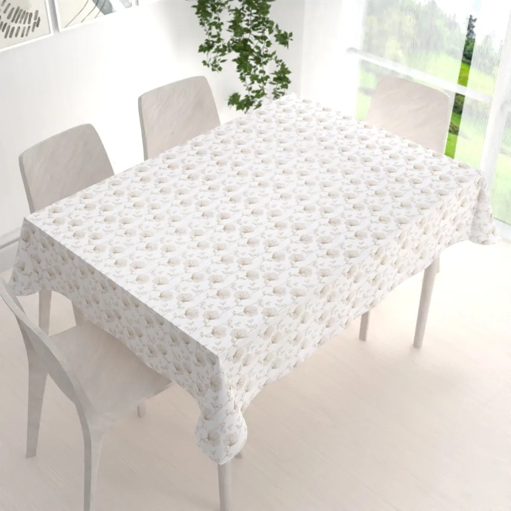 Biante Bavlnený obdĺžnikový obrus Sandra SA-252 Béžové poľné kvety 130x160 cm