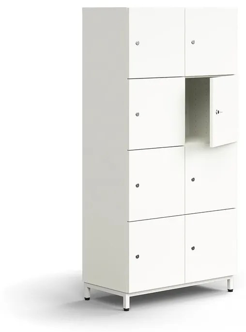 Priehradková skrinka QBUS, 8 priehradiek, na nožičkách, 1636x800x420 mm, biela