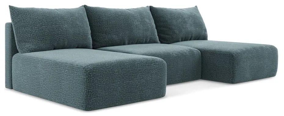 Tyrkysovomodrá rozkladacia/s úložným priestorom rohová pohovka Kalena – Makamii