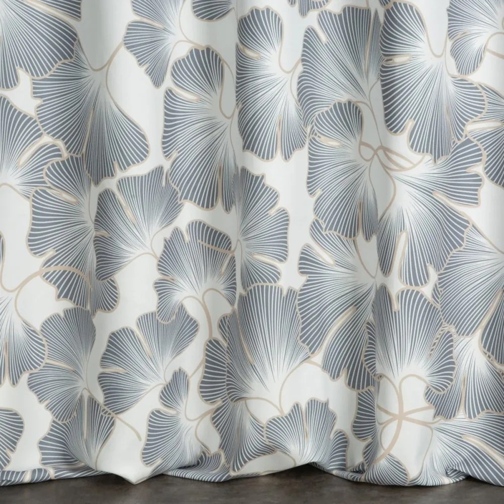 Elegantné dlhé závesy s očarujúcim vzorom listkov a čiernym lemom Dĺžka: 250 cm