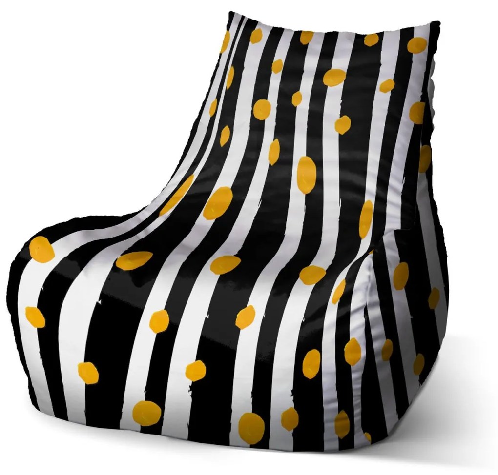 Sablio Sedací vak Bean Pruhy a bodky - 100 x 90 x 45 cm