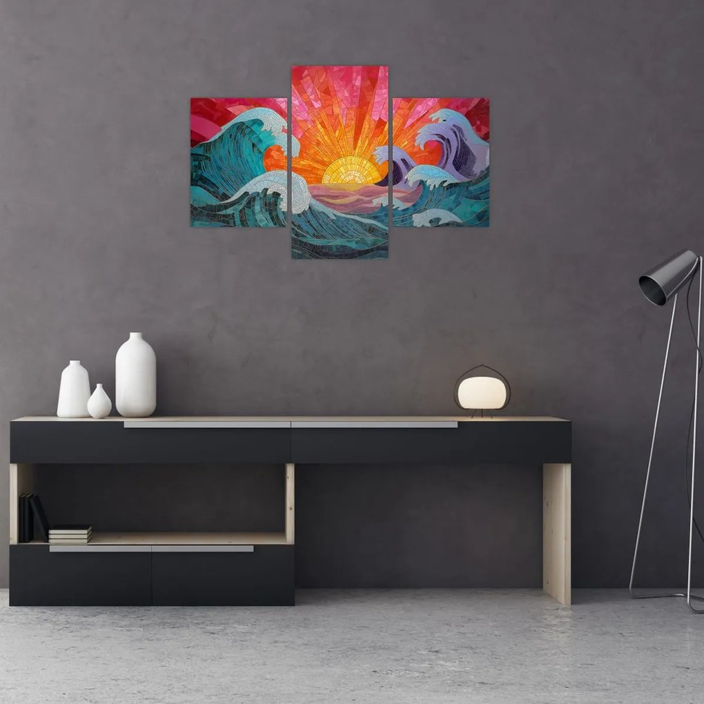 Obraz - Mozaika vĺn (90x60 cm)