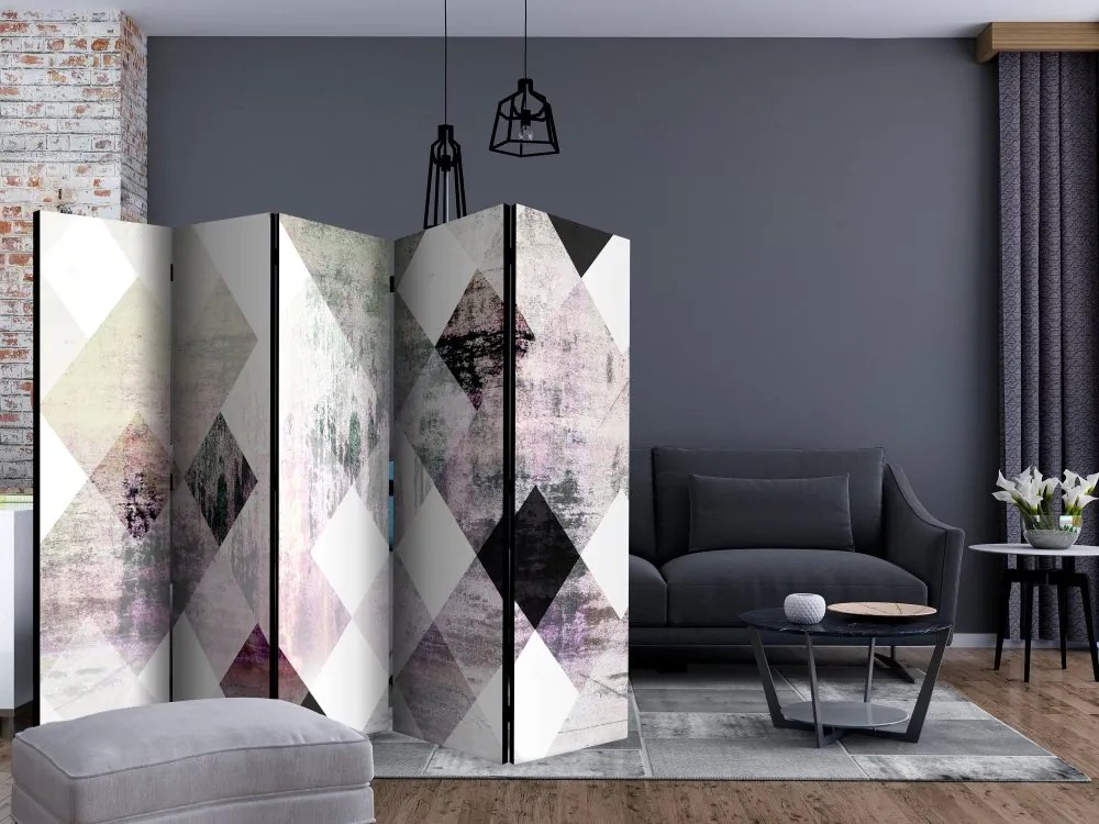 Artgeist Paraván - Rhombic Chessboard (Pink) [Room Dividers]