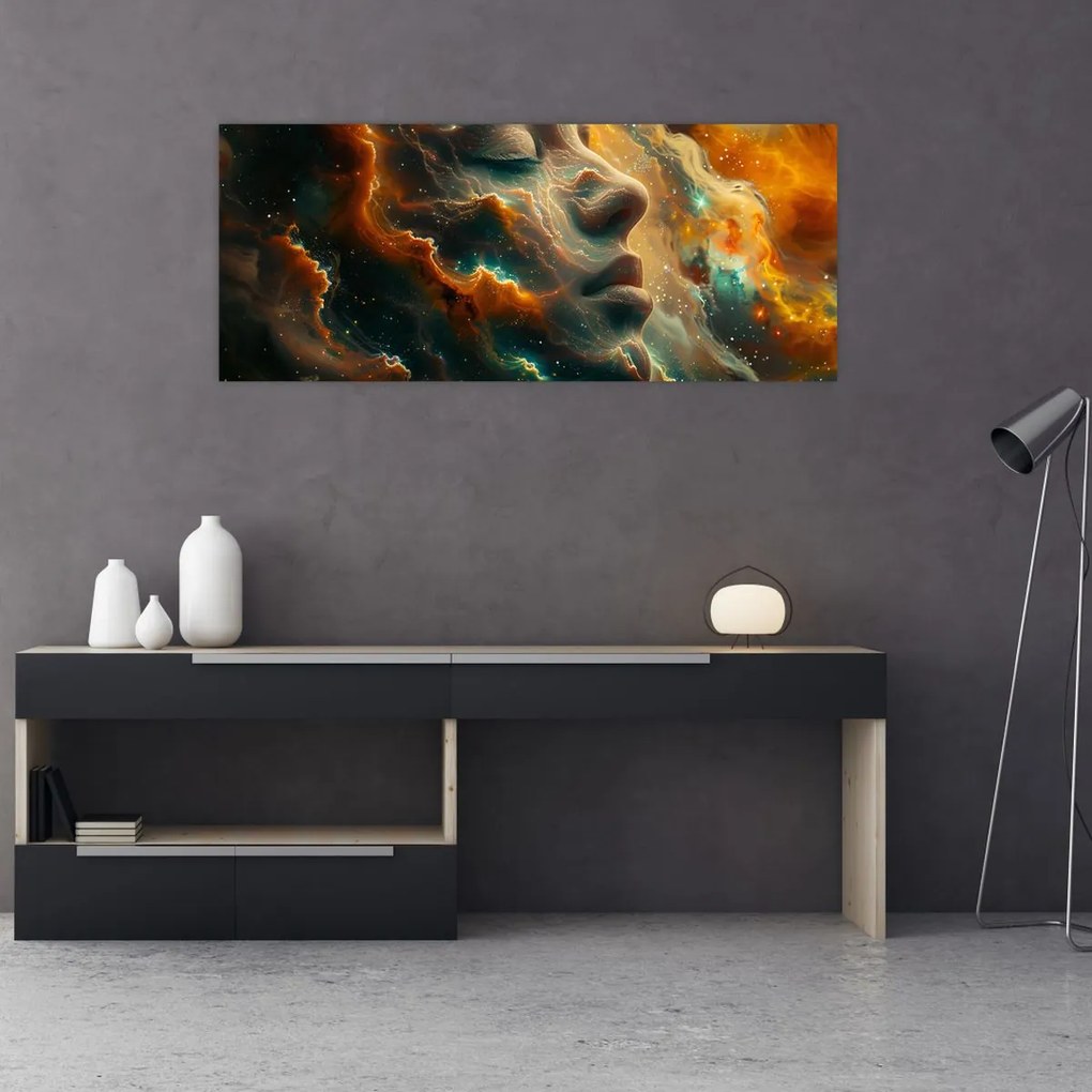 Obraz - Tvár vo vesmíre (120x50 cm)