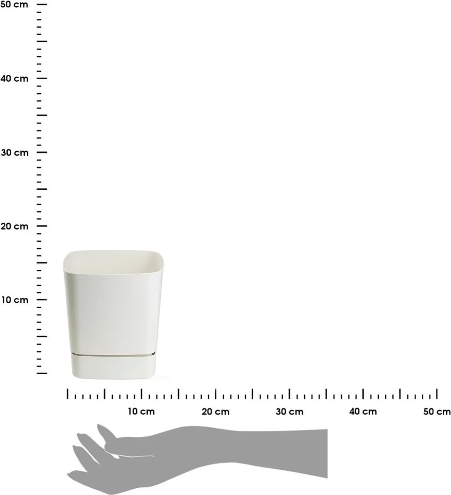 PLASTOVÝ KVETINÁČ CUBI 16X17,5 CM KRÉMOVÁ