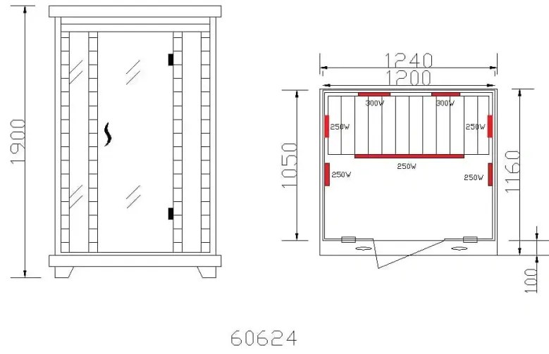 Sanotechnik - COMFORT 2-miestna infrasauna 124x116 cm 60624