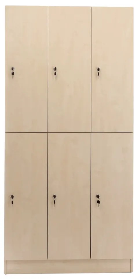 Drevená šatníková skrinka Visio - 6 boxov, 90 x 45 x 185 cm, cylindrický zámok, javor