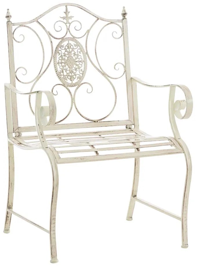 Kovová stolička Punjab s područkami - Krémová antik