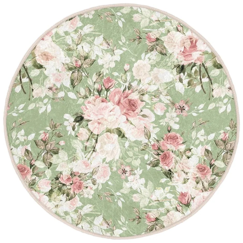 Svetlozelený prateľný okrúhly koberec vhodný pre robotické vysávače ø 100 cm Comfort – Mila Home