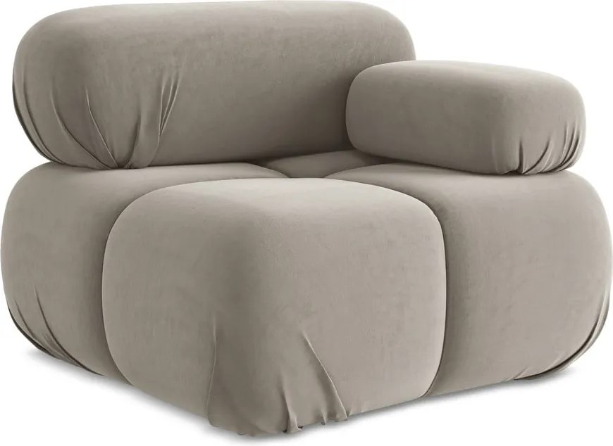 Béžový zamatový modul pohovky (pravý roh) Lokua – Makamii