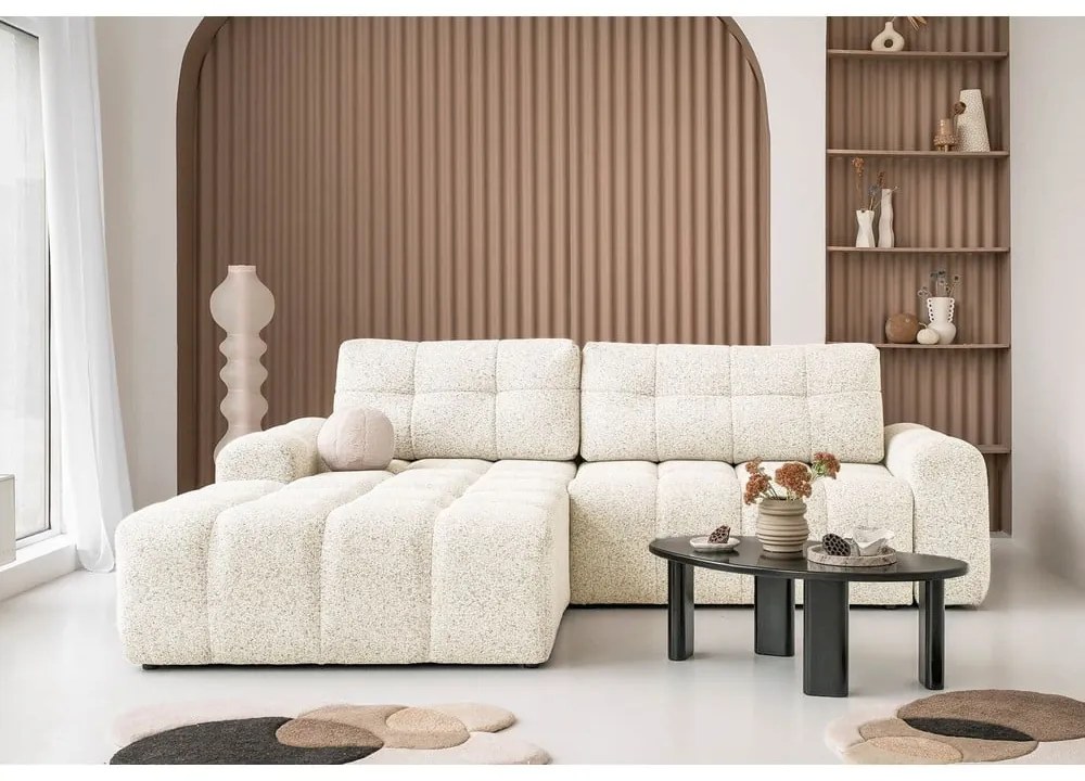 Krémová rozkladacia modulárna rohová pohovka s úložným priestorom (ľavý roh) Lulu – Miuform