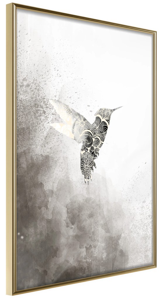 Artgeist Plagát - Ethnic Hummingbird [Poster] Veľkosť: 20x30, Verzia: Zlatý rám s passe-partout
