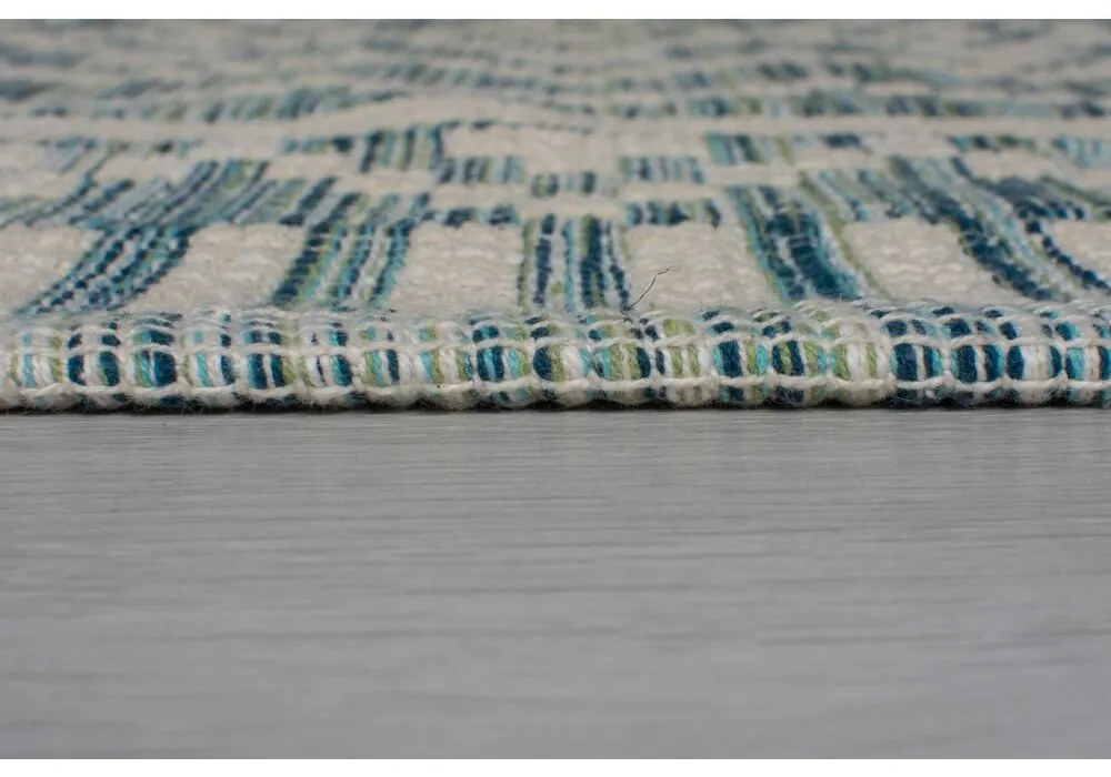 Kusový koberec Leela Ivory/Teal, 60x200, modrá, chodba / predsieň, Flair Rugs